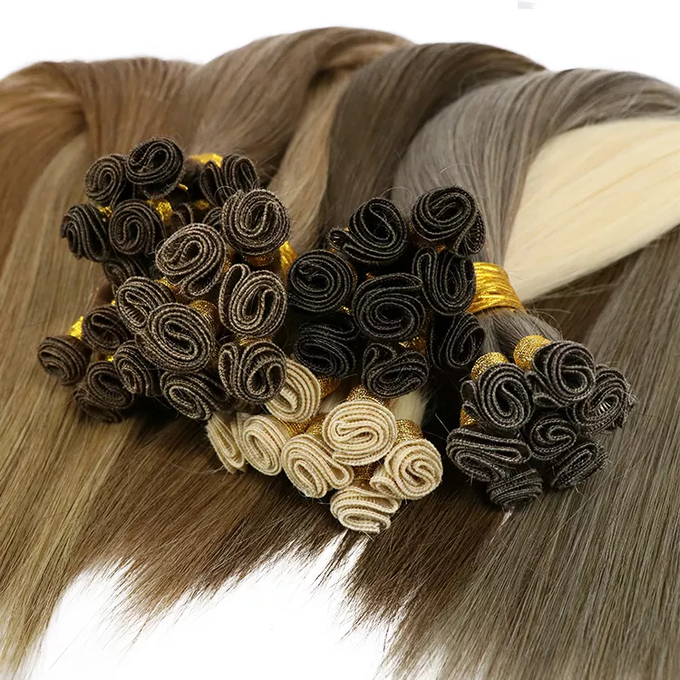 Thick End Virgin European Cuticle Hair 100% remy hand tied weft human hair extensions